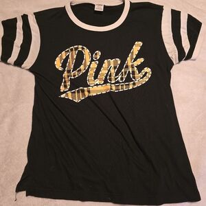 Victoria's Secret PINK Black and White Apparel. Plaid Logo With Metal Studs